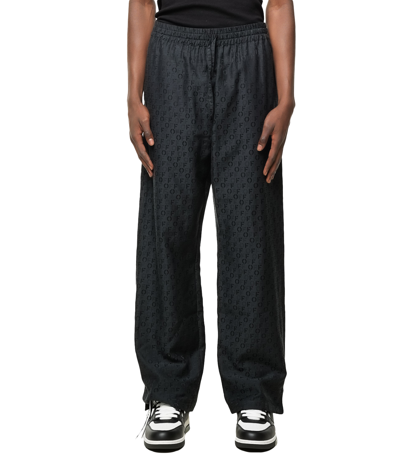 Logo-jacquard Silk-blend Trousers Black