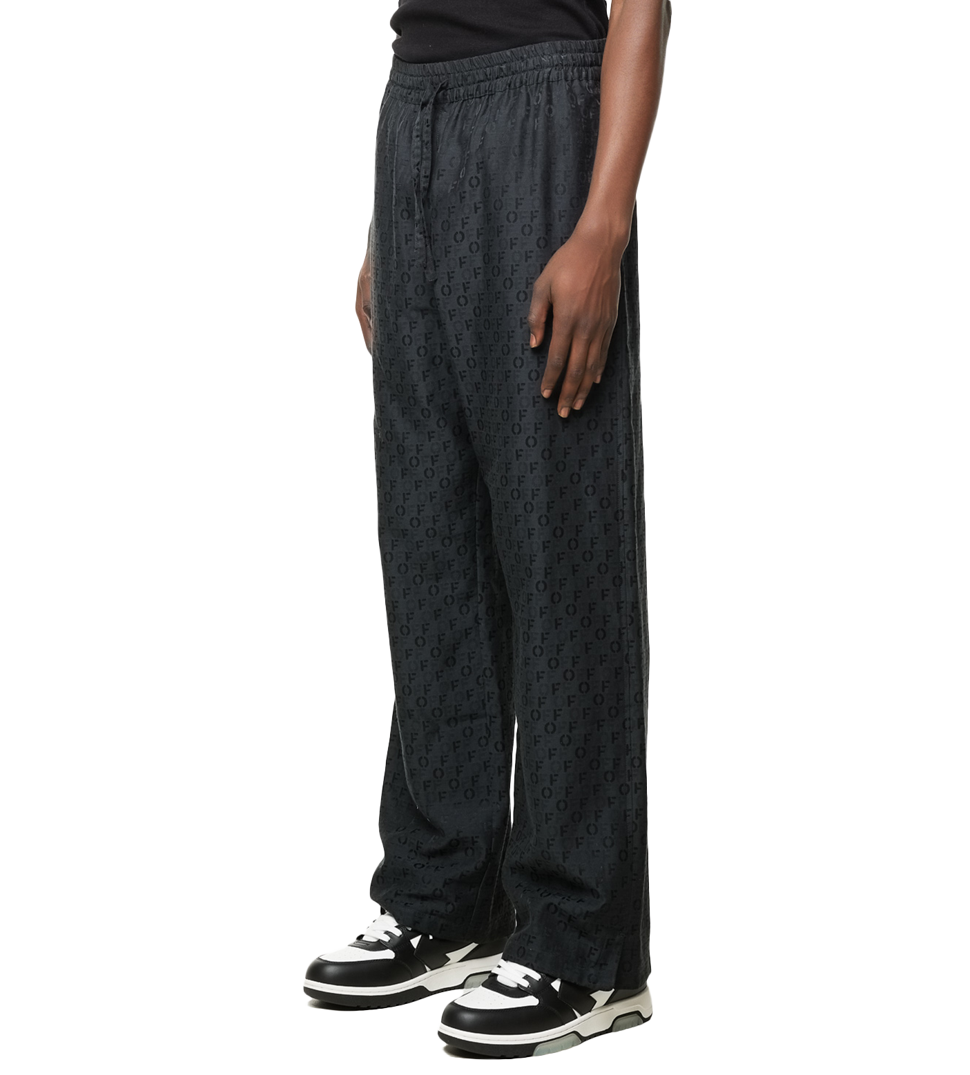 Logo-jacquard Silk-blend Trousers Black