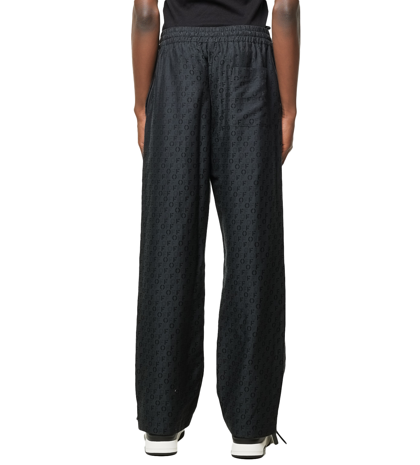 Logo-jacquard Silk-blend Trousers Black