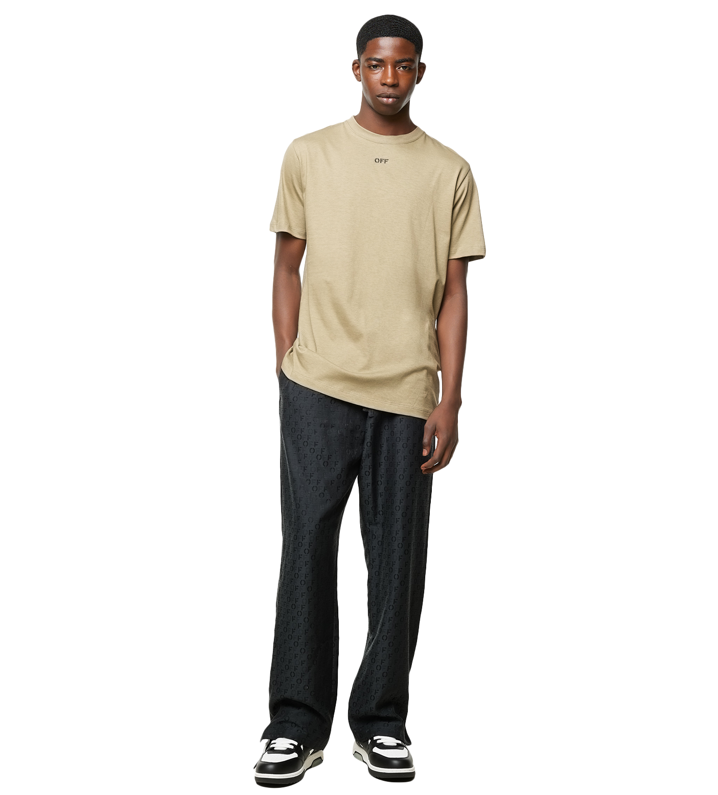 Off Stitch Slim Fit- T-shirt Beige