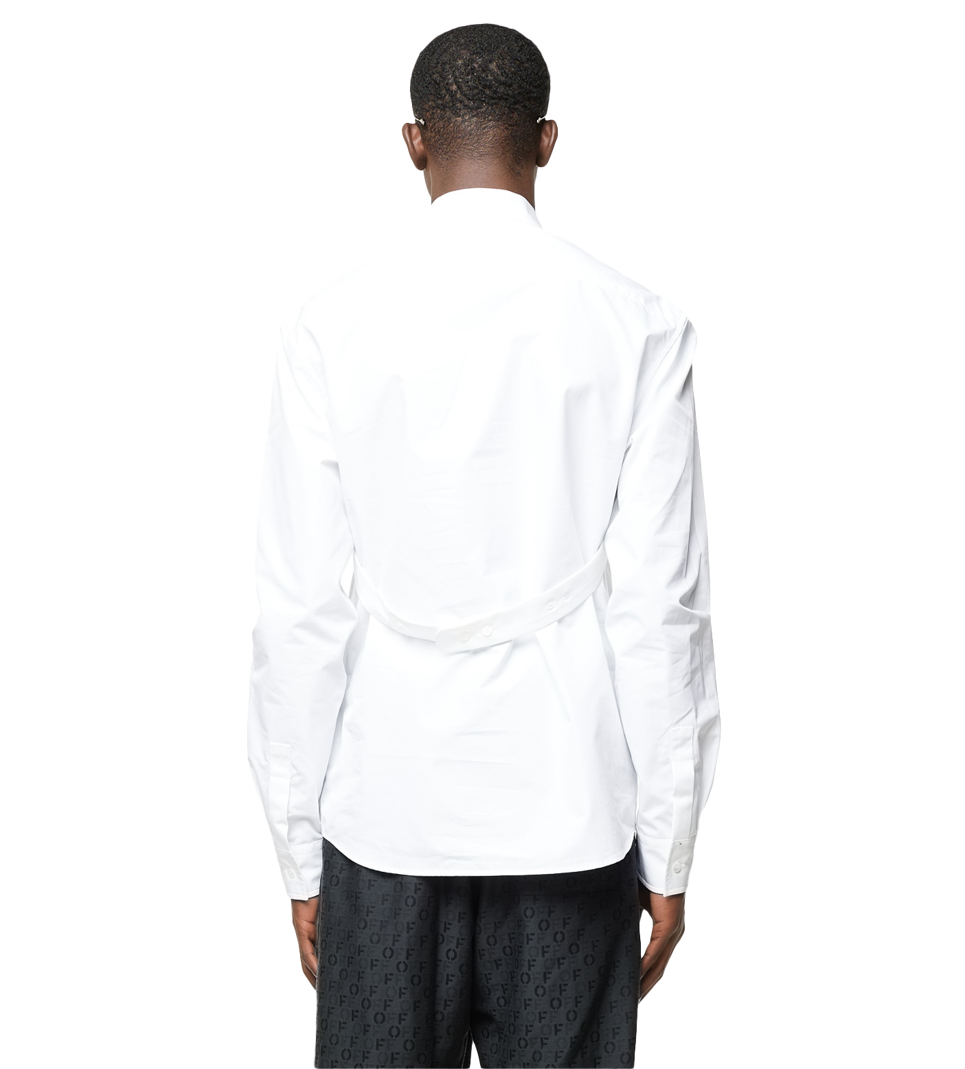 Crossover-strap Cotton Shirt White