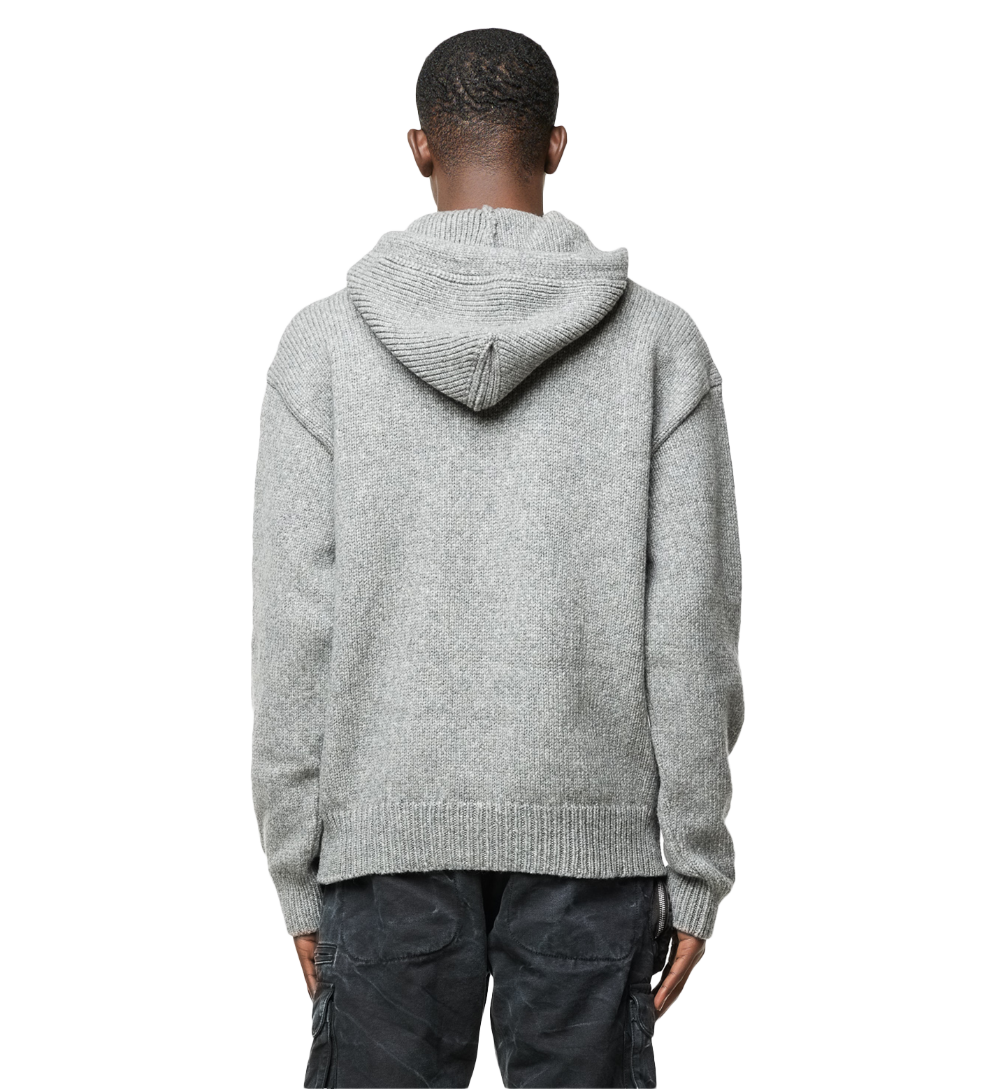 Arrows Motif Wool Hoodie Grey