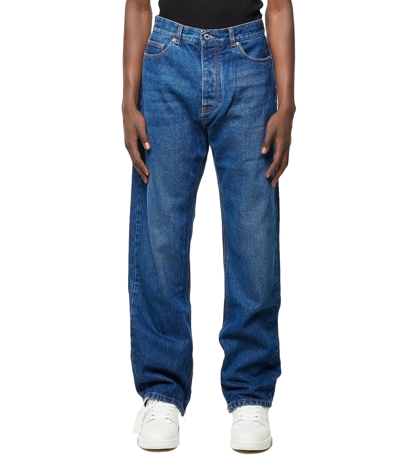 High-waist Straight-leg Jeans Medium Blue