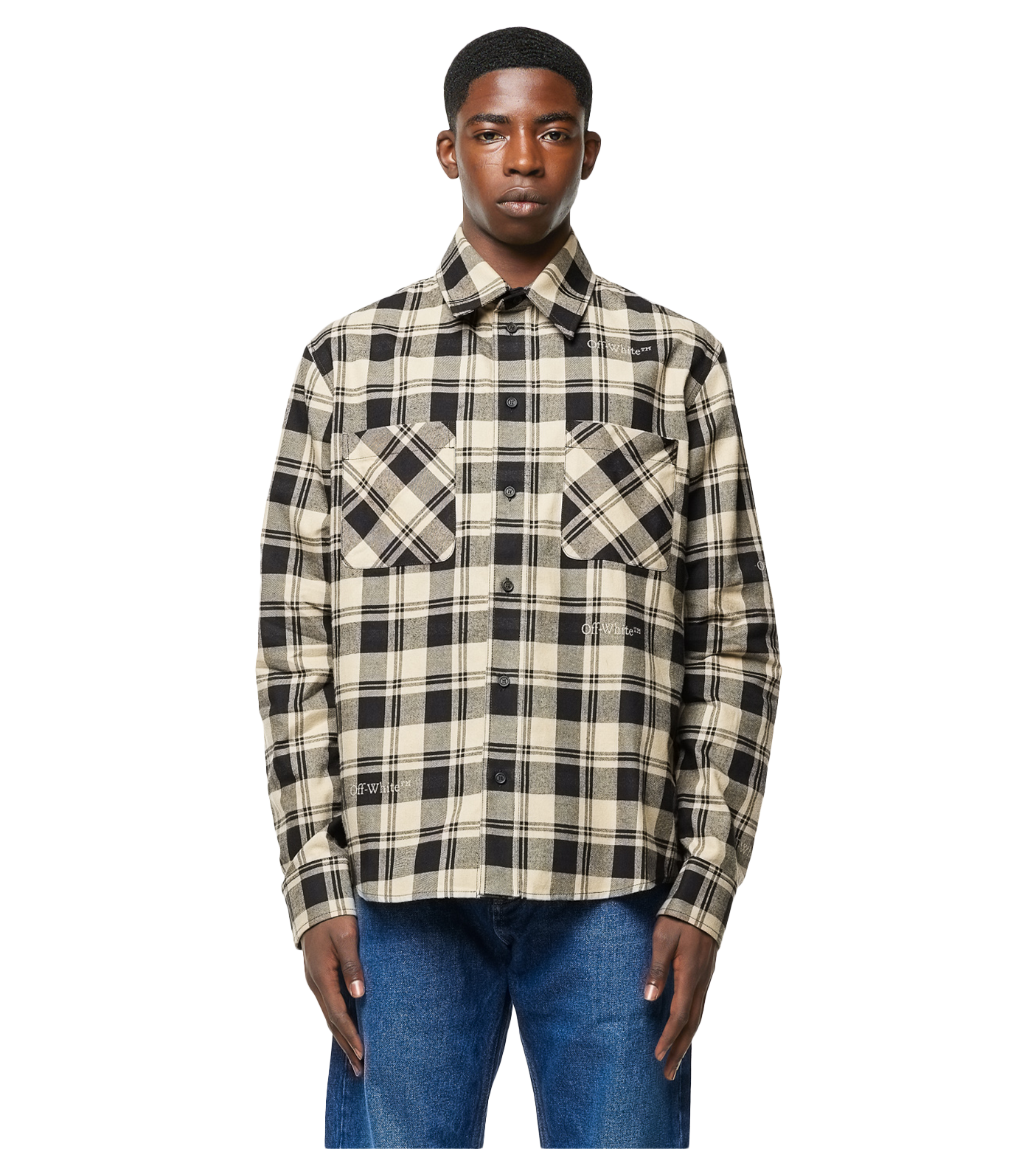Check-pattern Flannel Shirt Beige