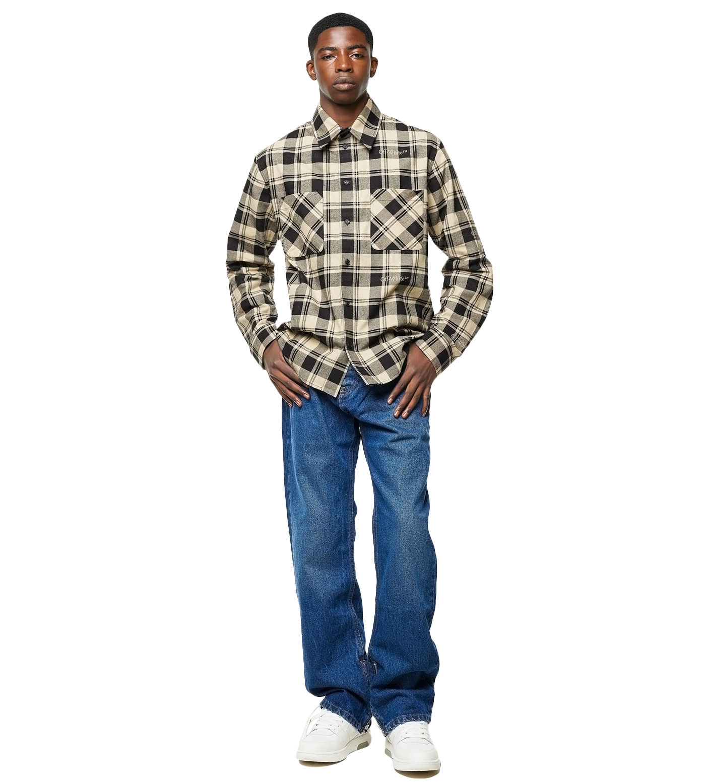 Check-pattern Flannel Shirt Beige