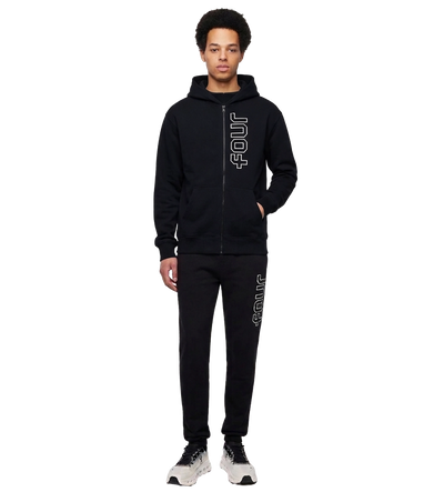 Outline Zip Up Hoodie Black