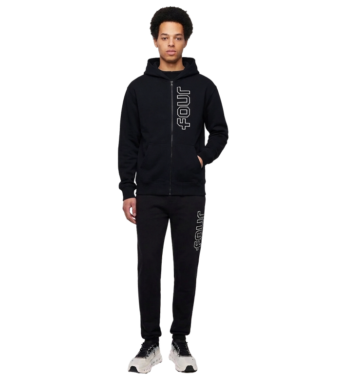 Outline Zip Up Hoodie Black