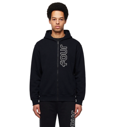 Outline Zip Up Hoodie Black