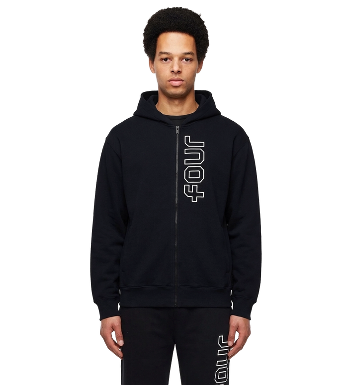 Outline Zip Up Hoodie Black