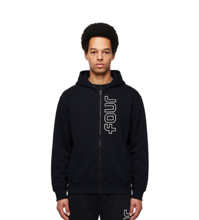 Outline Zip Up Hoodie Black