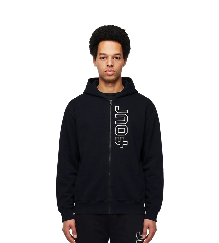 Outline Zip Up Hoodie Black
