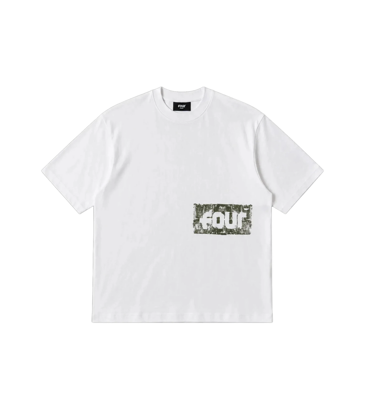 Painted Logo Boxy T-shirt White/ Olive