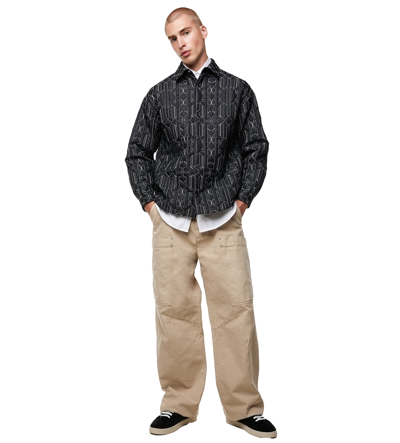 All-over Monogram Quilted Overshirt Anthracite