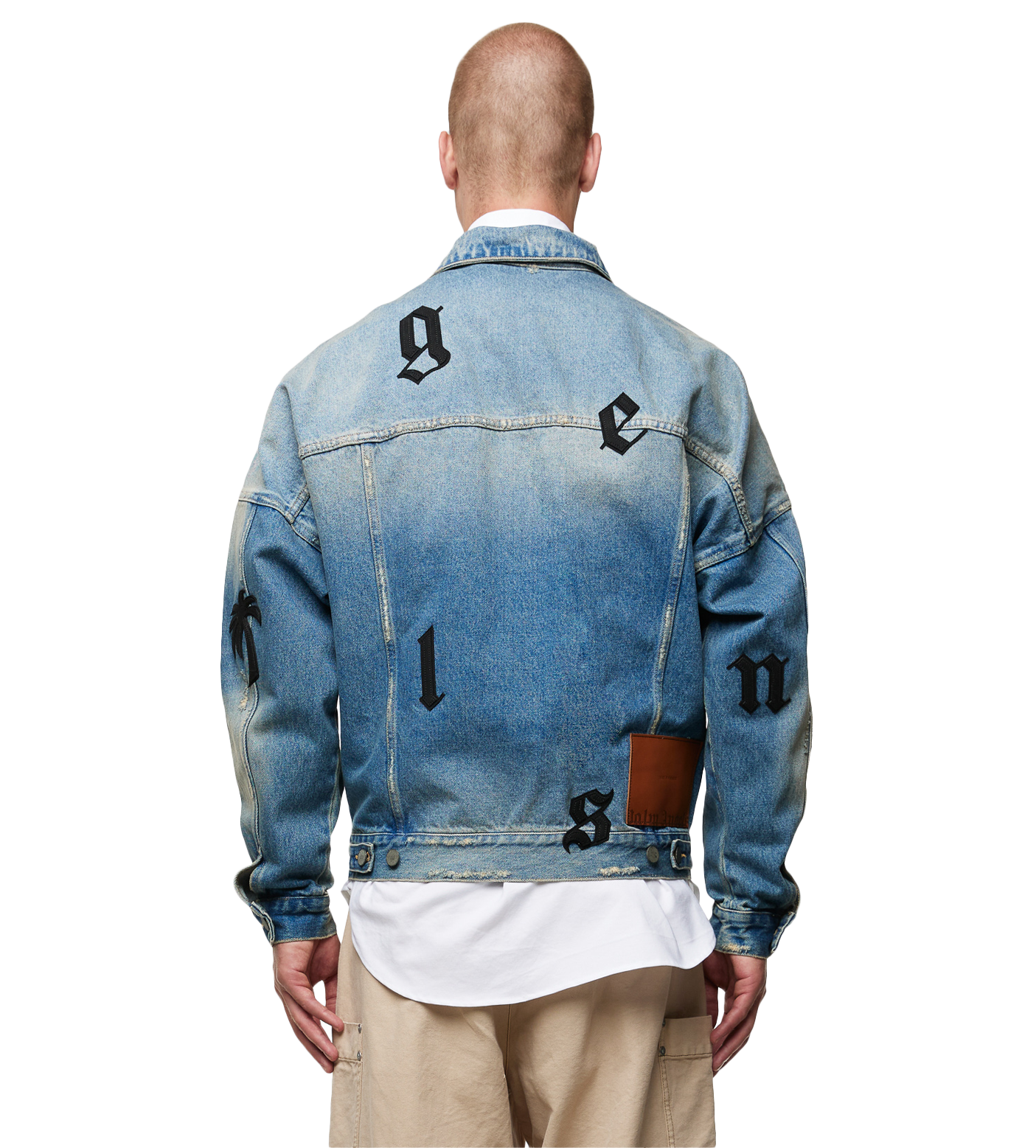 Oversize Logo Patches Denim Jacket Blue