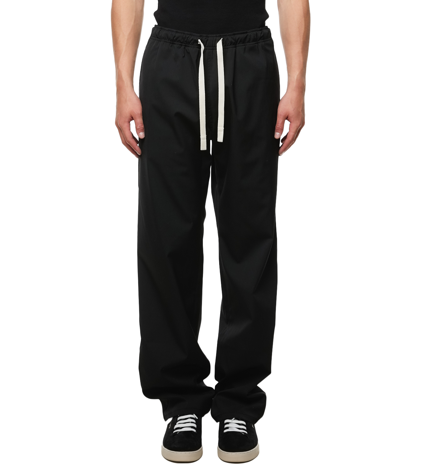 Monogram embroidered straight leg trousers Black