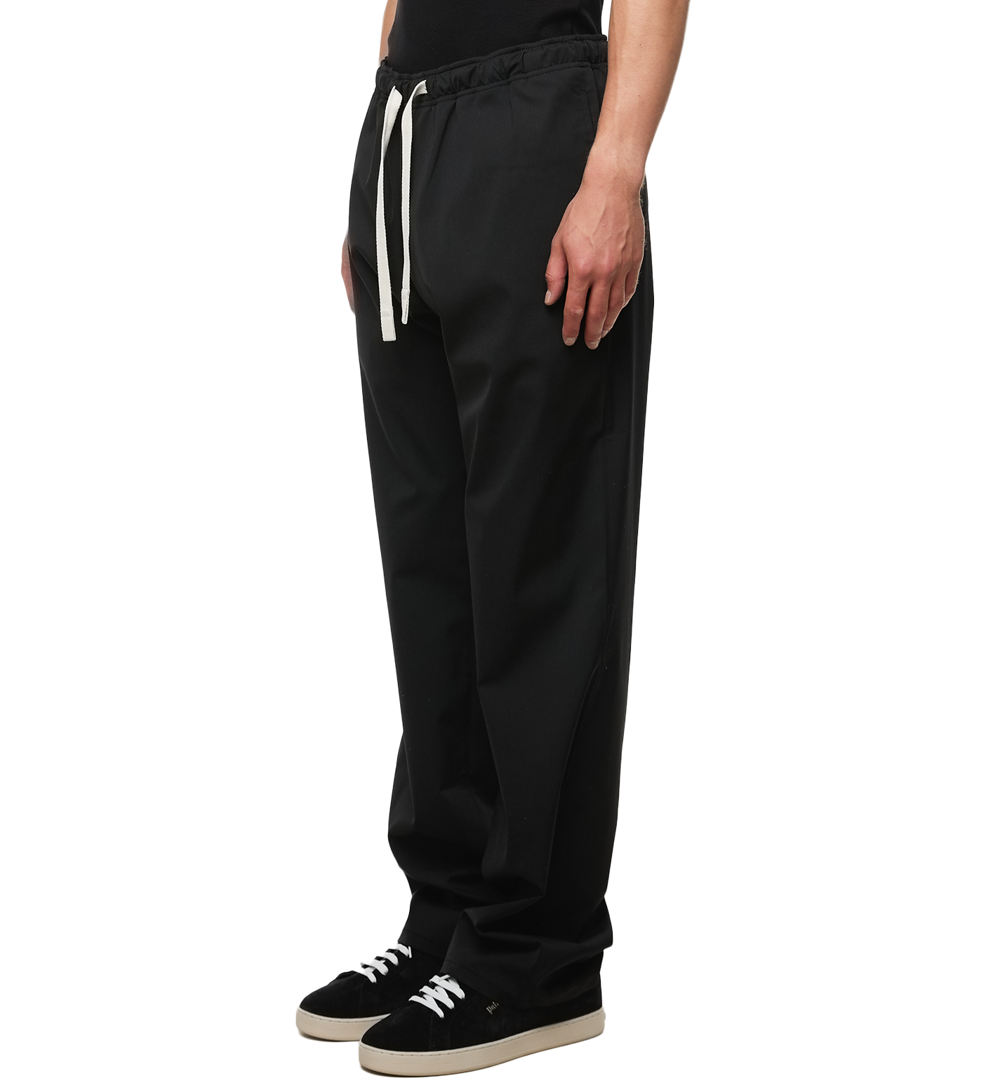 Monogram embroidered straight leg trousers Black