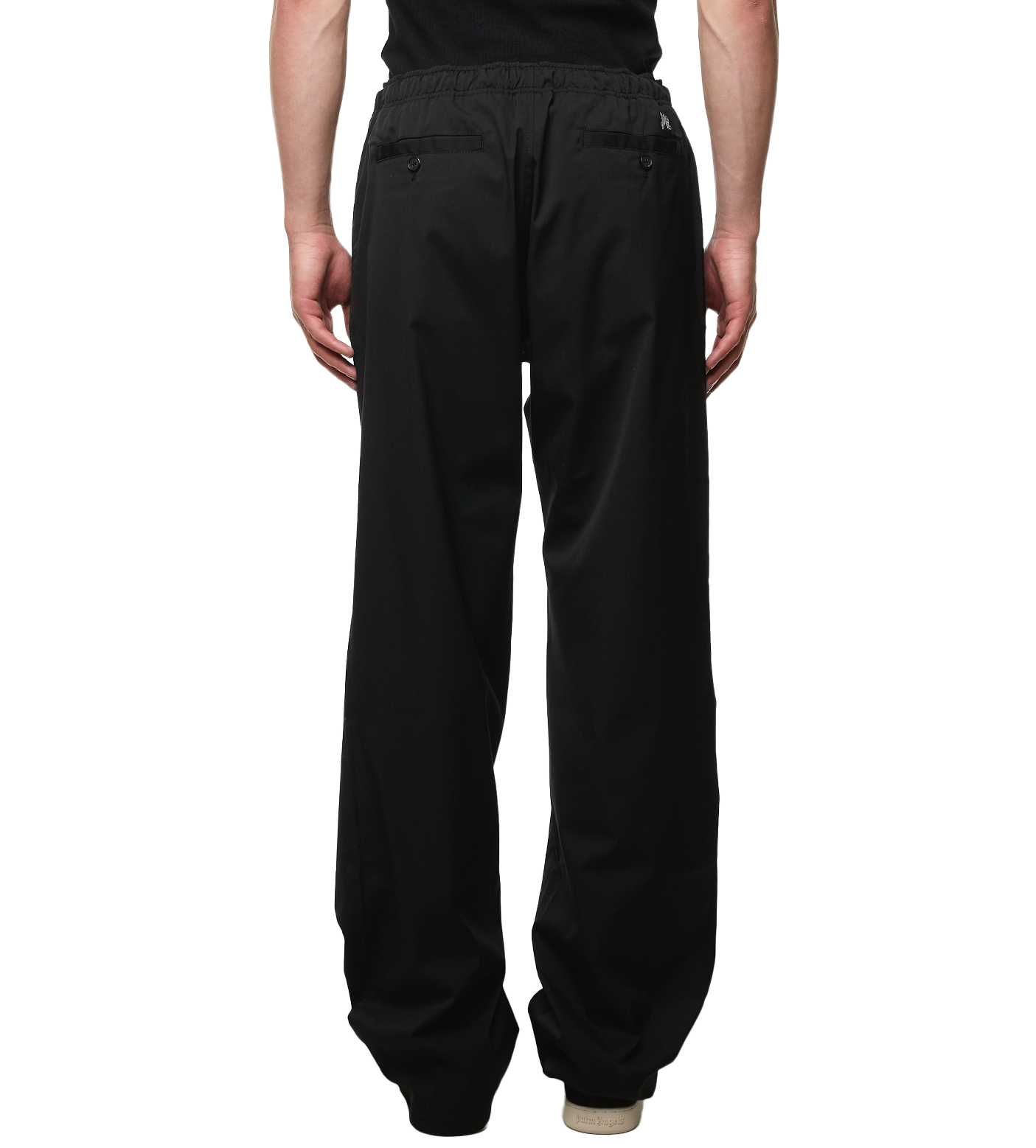 Monogram embroidered straight leg trousers Black