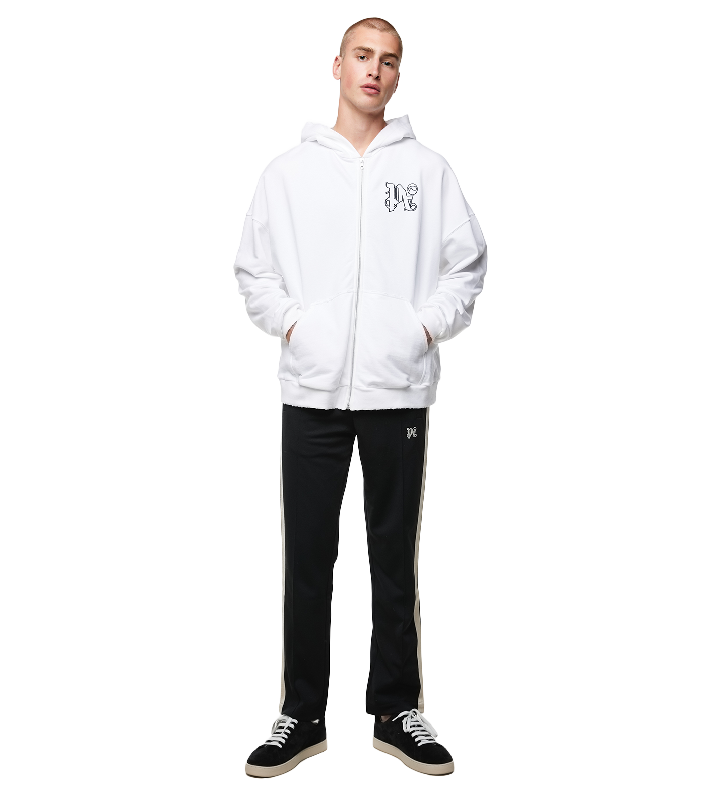 Monogram Logo Hoodie White