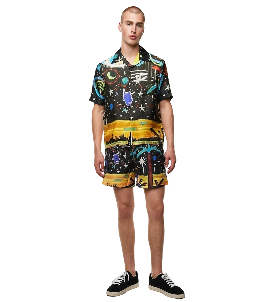 Starry Night Bowling Shirt Black
