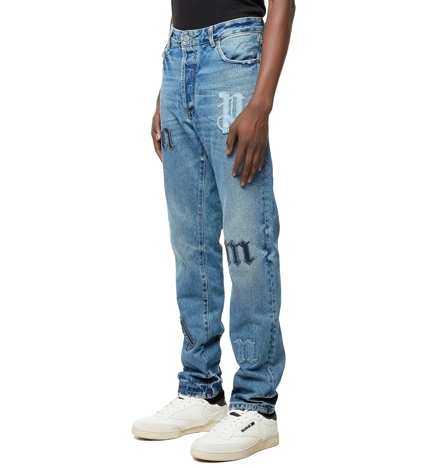 Logo-patch Straight Jeans Light Blue