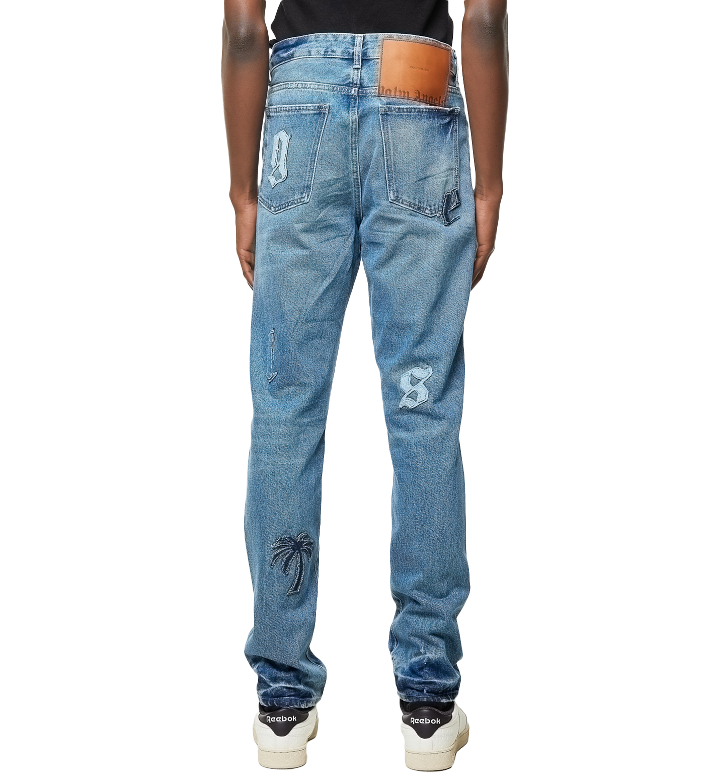 Logo-patch Straight Jeans Light Blue