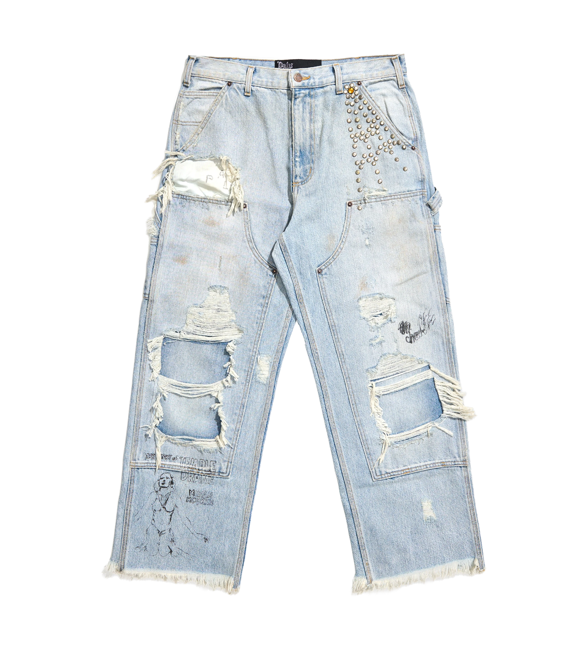 Paly Double Knee Denim Trousers in Blue