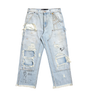 Double Knee Denim Trousers in Blue