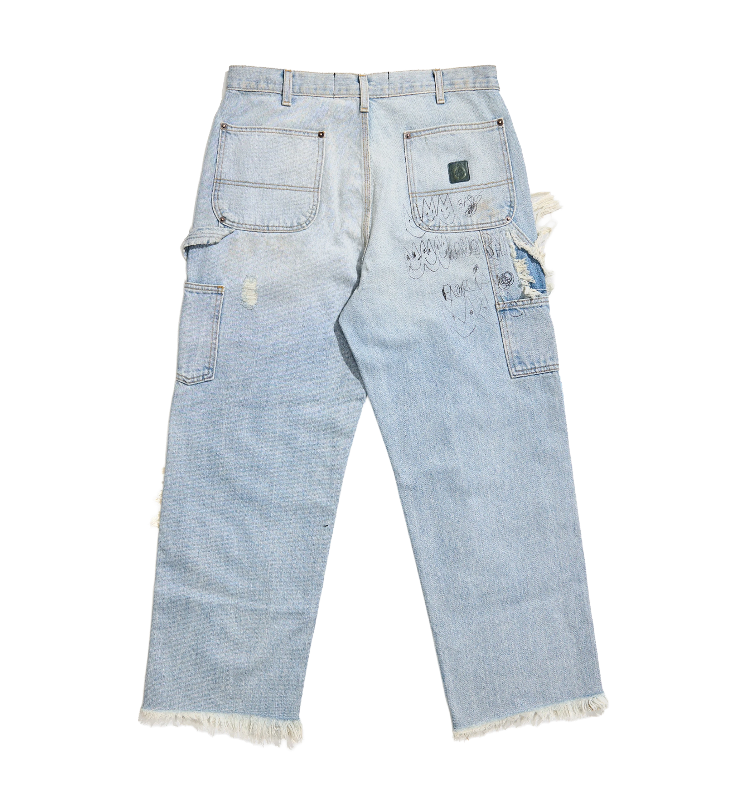 Paly Double Knee Denim Trousers in Blue