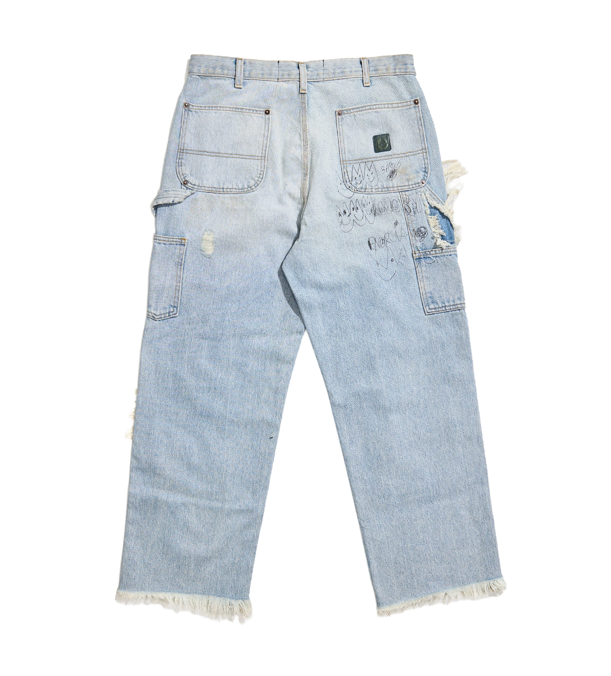 Double Knee Denim Trousers in Blue