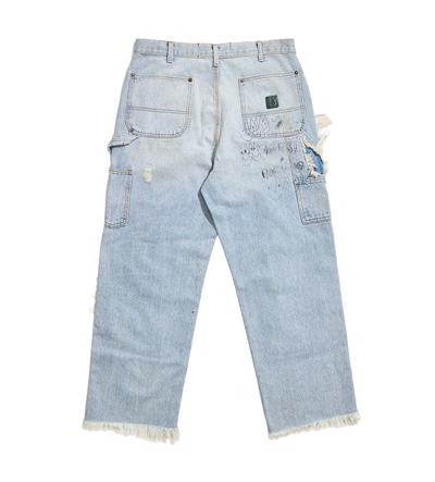 Double Knee Denim Trousers in Blue