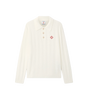 Bouclé Long Sleeve Polo Shirt White