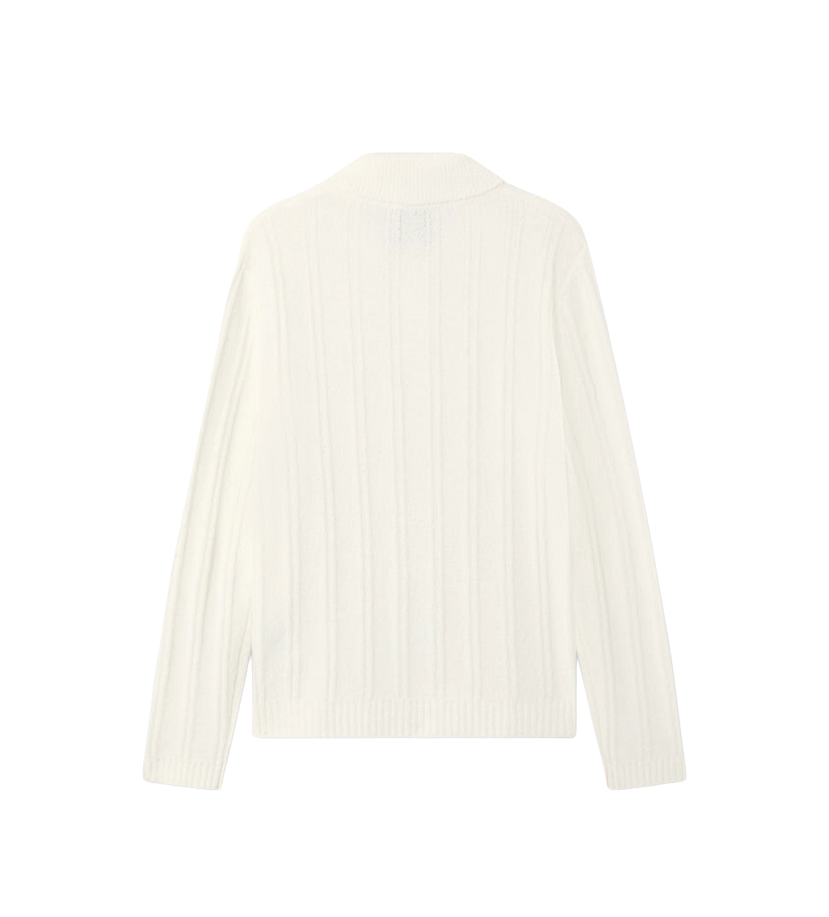 Bouclé Long Sleeve Polo Shirt White