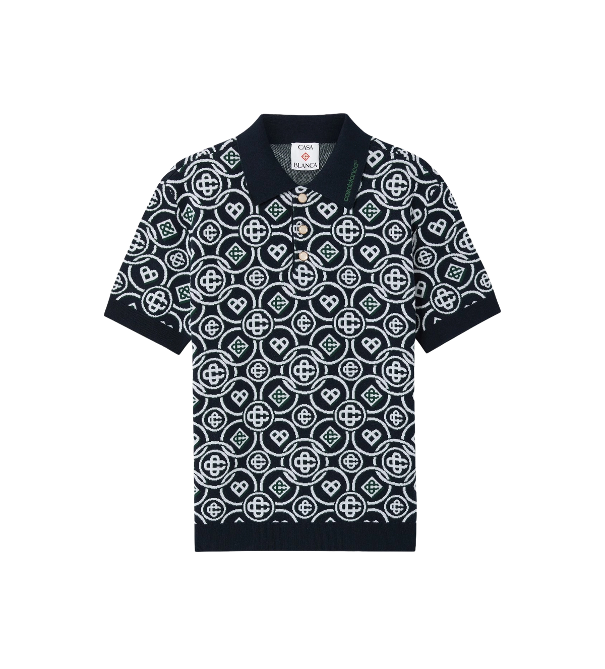 Icon Monogram Short Sleeve Polo Shirt Dark Green