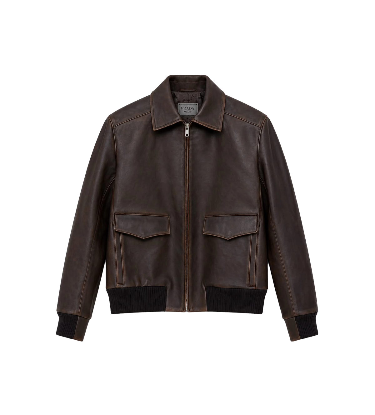 Leather Bomber Jacket Brown