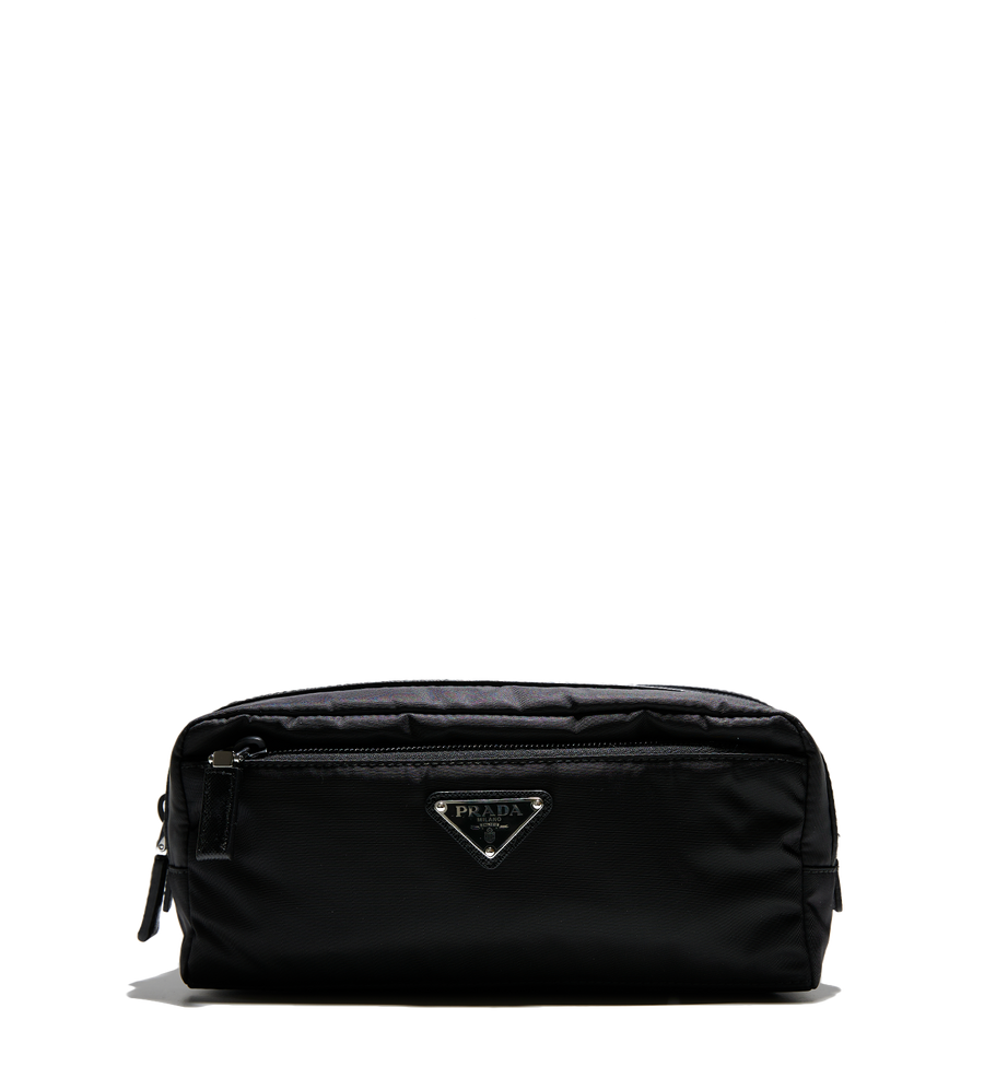 Re-Nylon Saffiano Travel Pouch Black