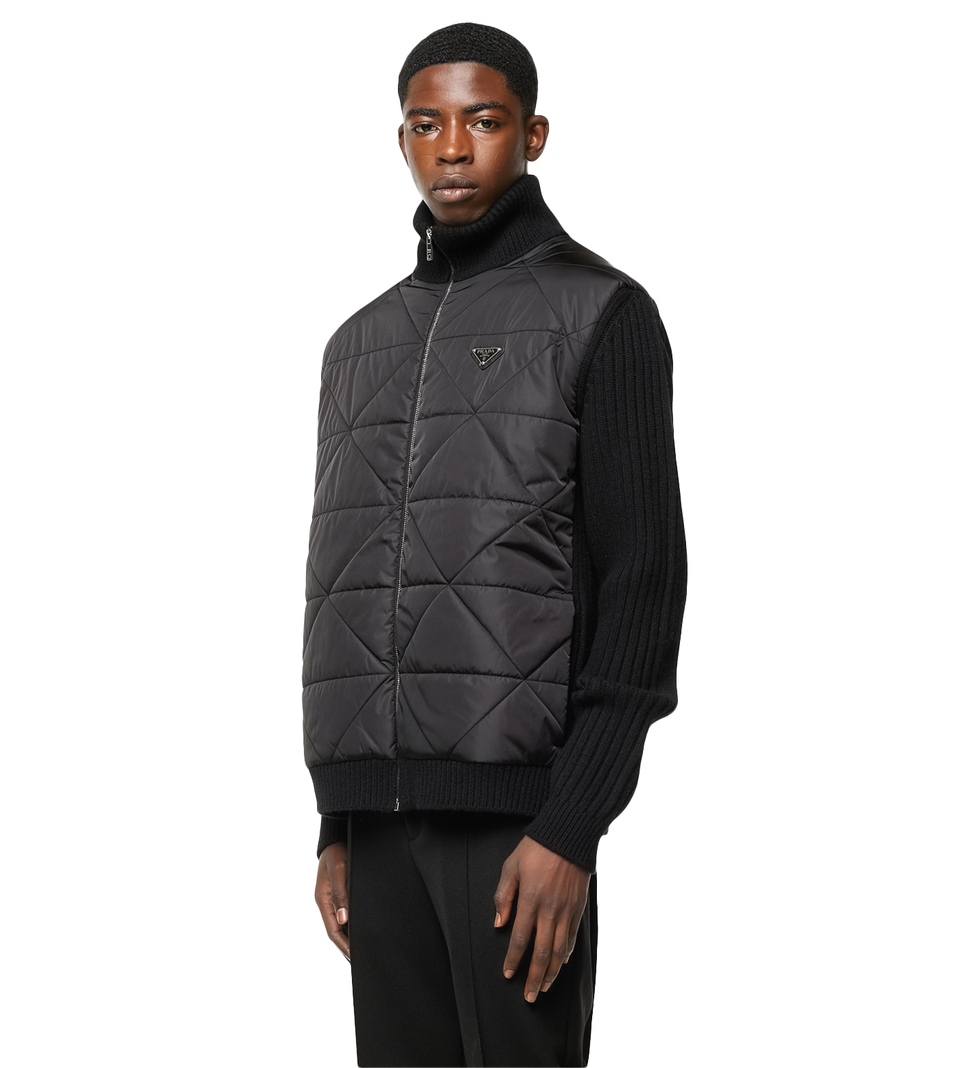 Triangle-logo Quilted Jacket Black