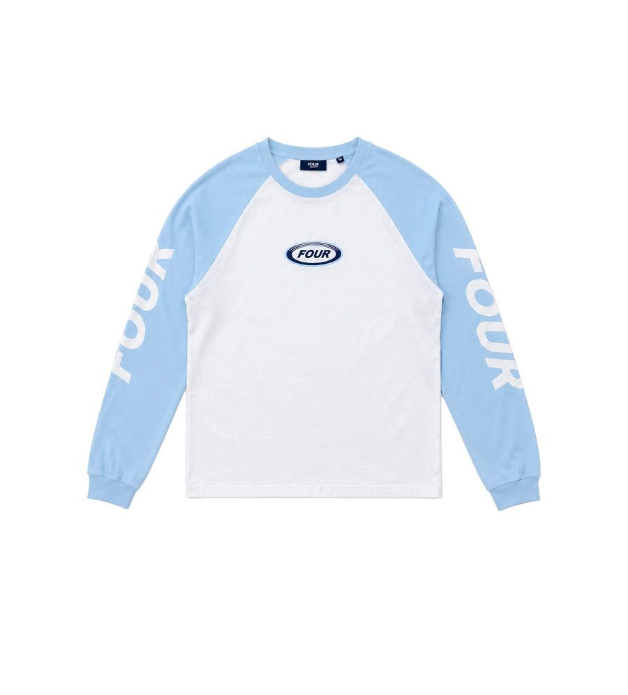 Reconstructed Raglan Longsleeve Blue/ White