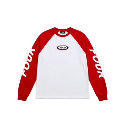 Reconstructed Raglan Longsleeve Red / White