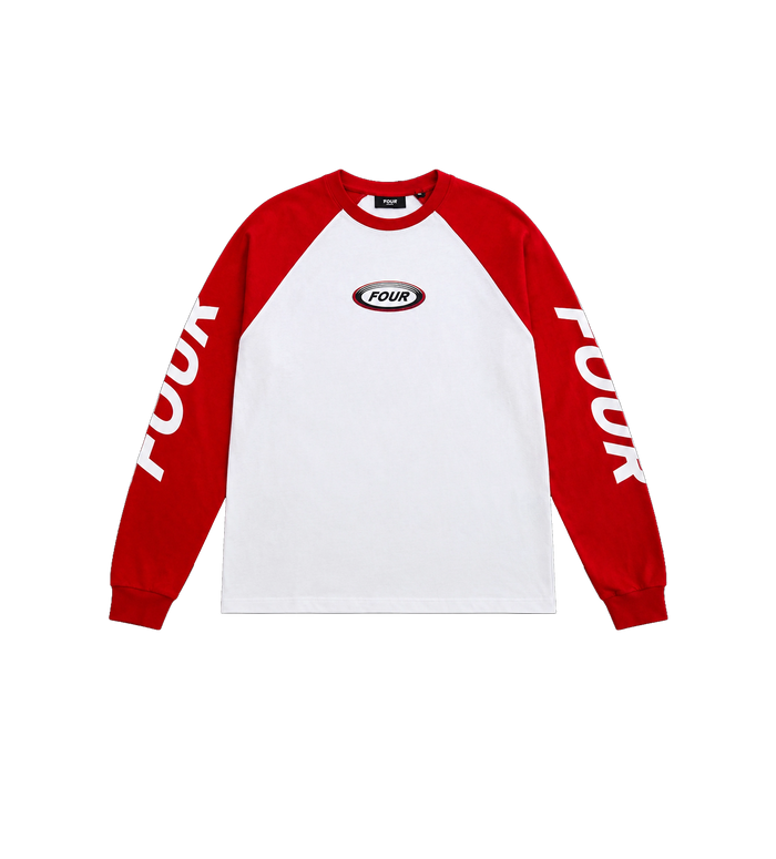 Reconstructed Raglan Longsleeve Red / White