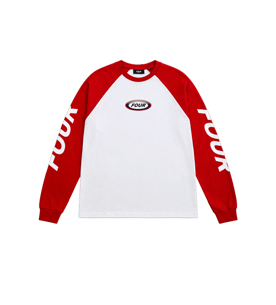 Reconstructed Raglan Longsleeve Red / White