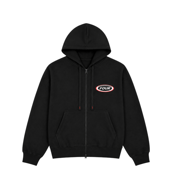 Reconstructed Circles Zip Up Hoodie Black