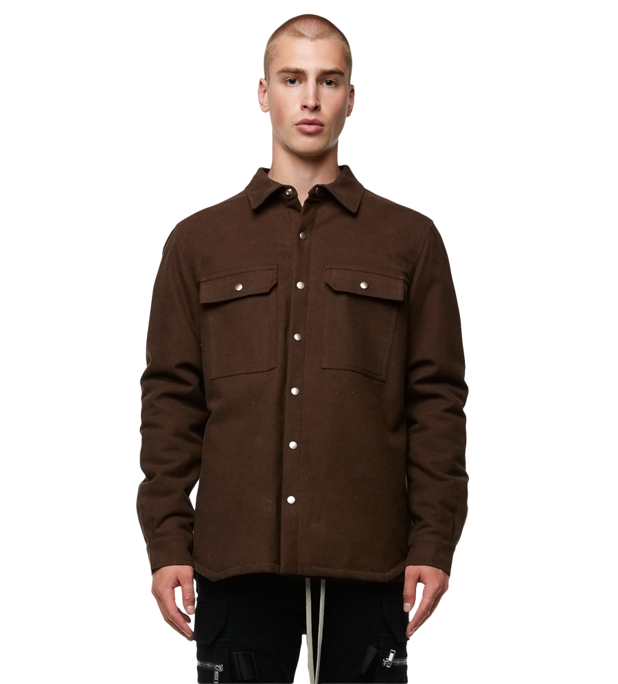 Button-up Cotton Shirt Jacket Brown