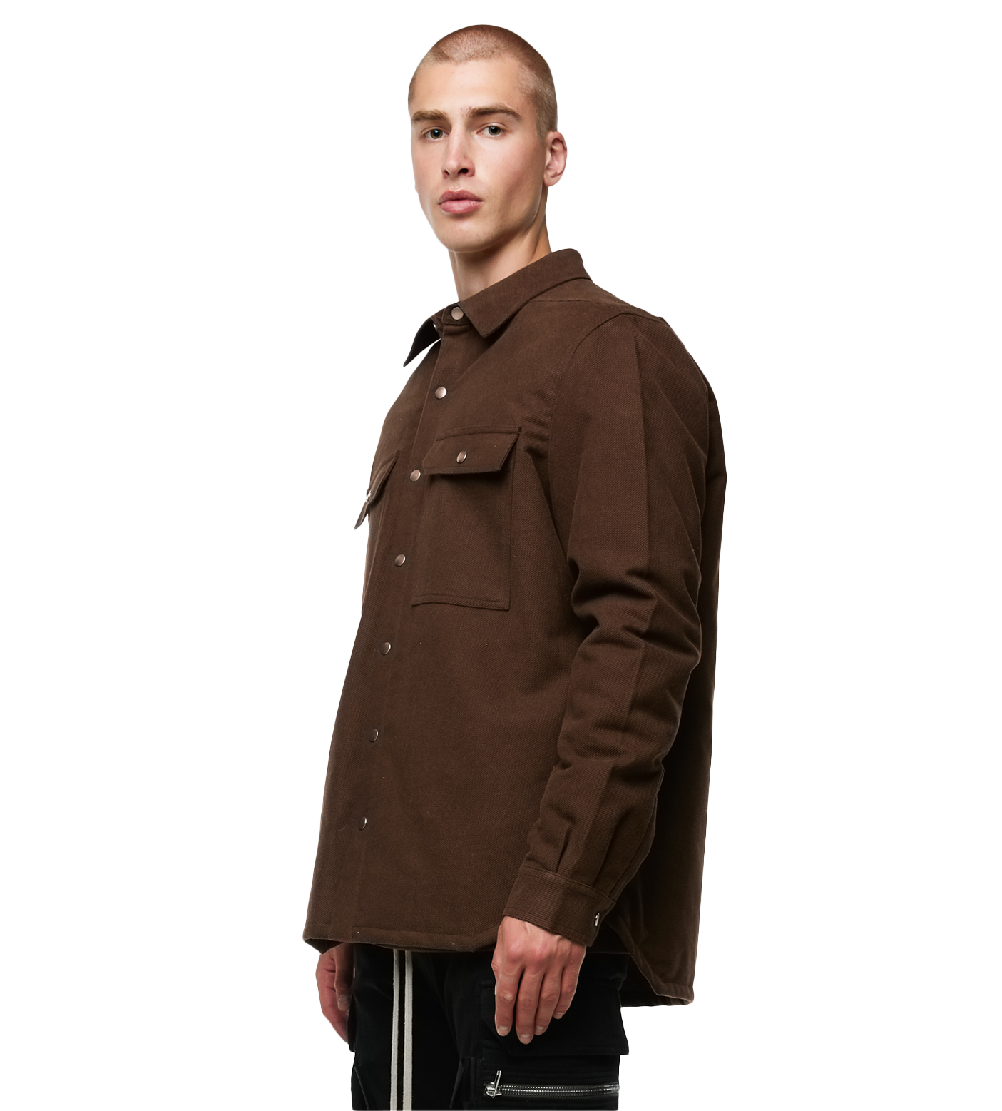 Button-up Cotton Shirt Jacket Brown