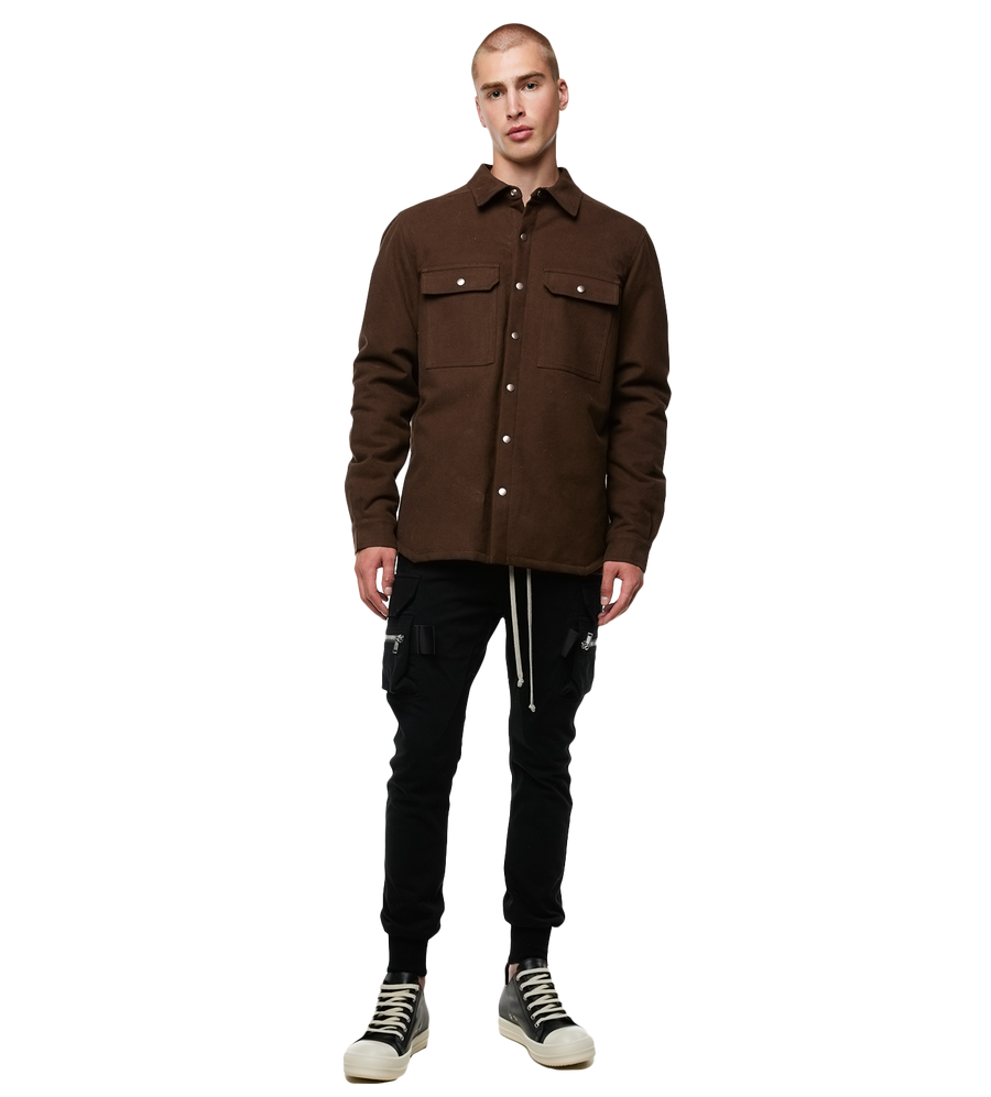 Button-up Cotton Shirt Jacket Brown