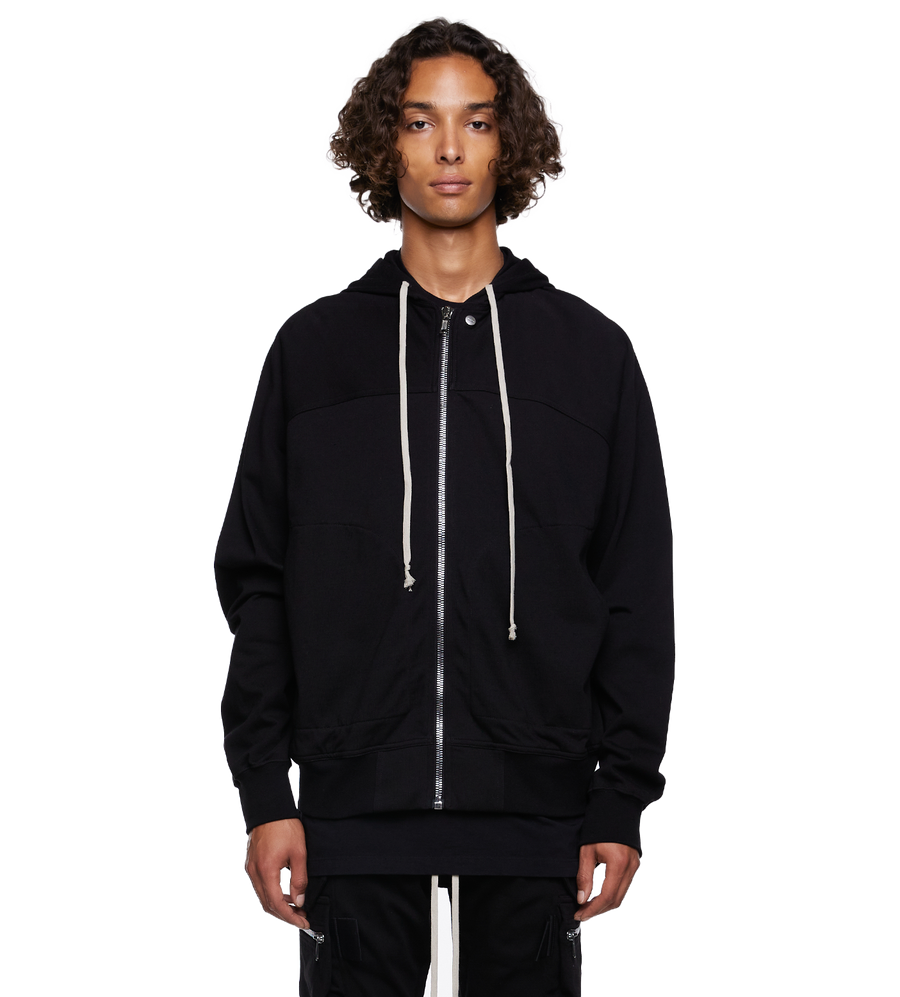 Zip-up Cotton Hoodie Black