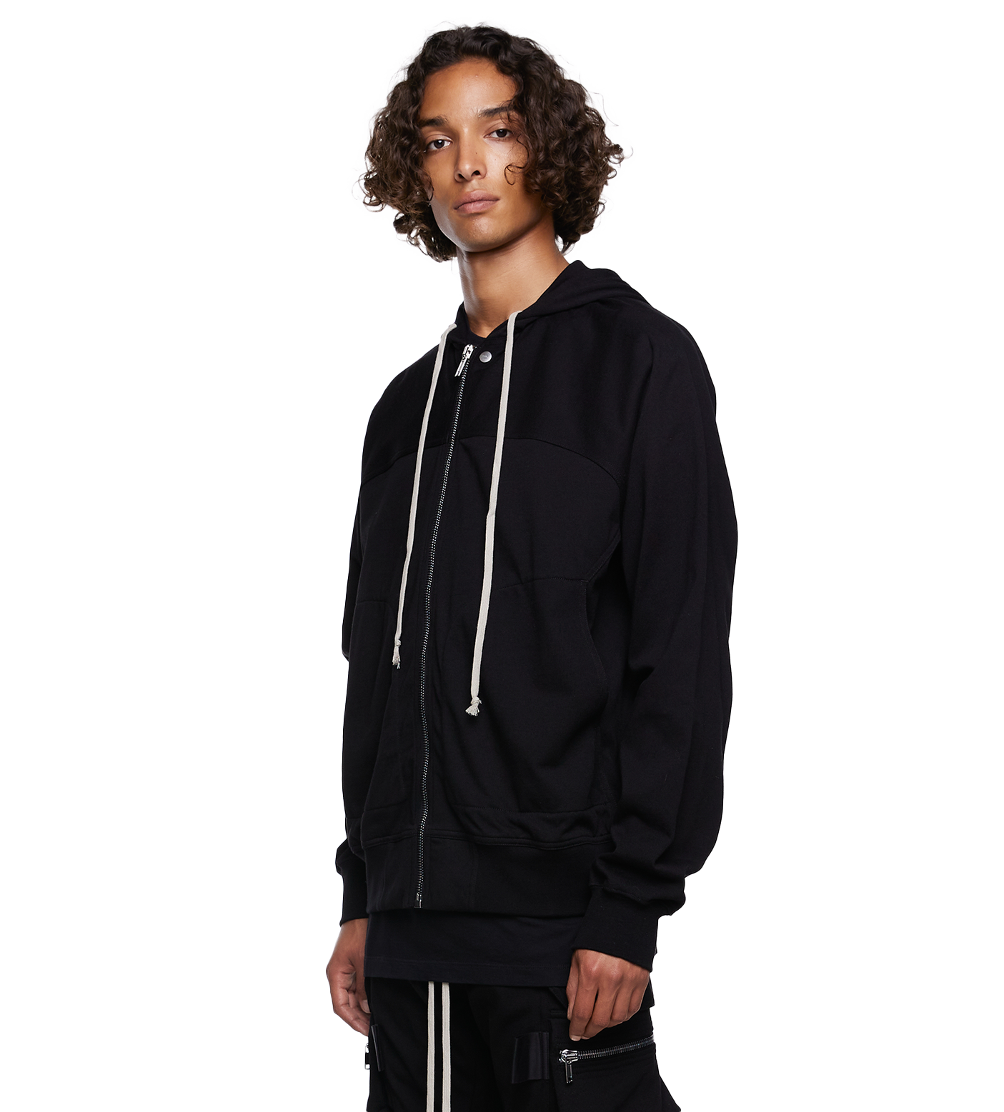 Zip-up Cotton Hoodie Black