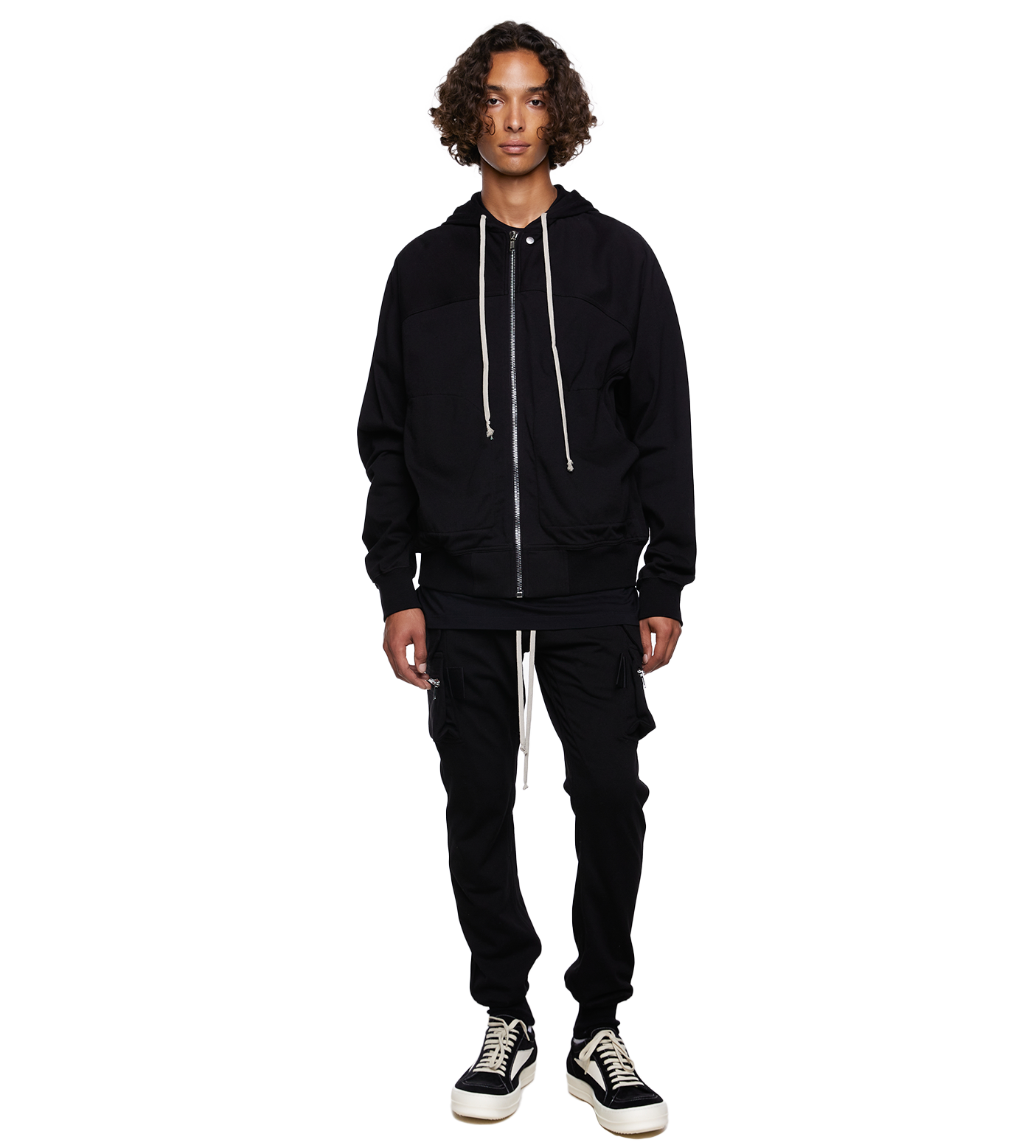 Zip-up Cotton Hoodie Black