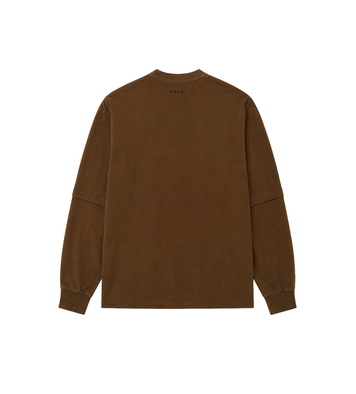 Denim x Cotton Jersey Long Sleeve T-Shirt Brown