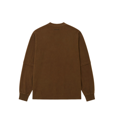Denim x Cotton Jersey Long Sleeve T-Shirt Brown