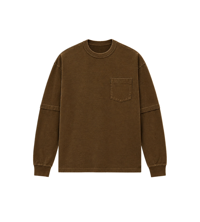 Denim x Katoen Jersey Longsleeve Bruin